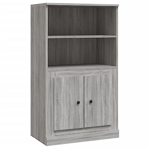 vidaXL Highboard, Sideboard mit viel Stauraum, Kommode Wohnzimmerschrank mit Türen, Schrank Anrichte Beistellschrank, Grau Sonoma Holzwerkstoff