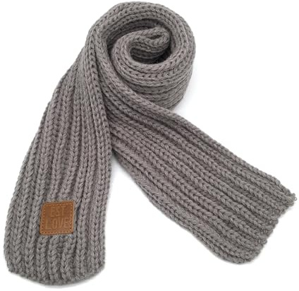 BEARUN Kids Knit Scarf Winter Fashion Solid Color Toddler Baby Scarves Wrap Neck Warmer Grey