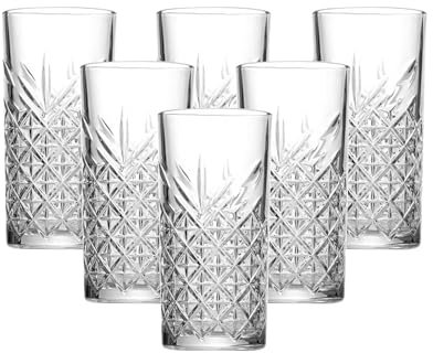 simpa Lucente Stately Highball Water Drinking Glasses 410ml Set of 6