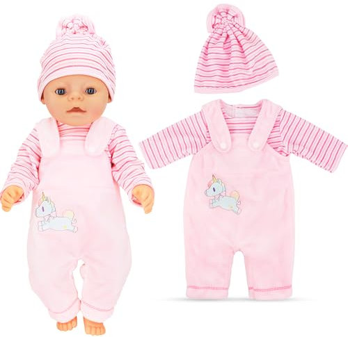 Ezydka Kleidung Outfits für Baby Puppen 35-43 cm Puppenkleidung Kleidung Bekleidung Outfits Puppenzubehör Geschenke für Mädchen Jungen, Rosa