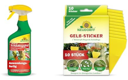Neudorff Spruzit Schädlingsfrei bekämpft zuverlässig Pflanzenschädlinge an Zierpflanzen & Gelbsticker gegen kleine fliegende Schädlinge wie Trauermücken, insektizid frei, geruchlos, 10 Stück