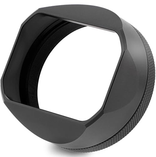Quadratische Metall-Gegenlichtblende für Fuji X100VI Kamerazubehör schwarz mit 49 mm UV-Filter-Adapterring Haoge LH-X54B