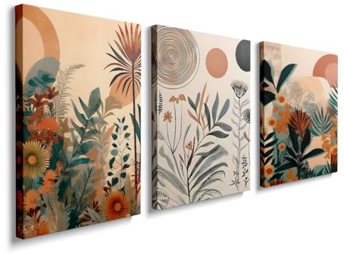 Pictures for Living Room Set of 3 Canvas Wall Art Modern Poster Prints for Walls Boho Home Decor, YH096