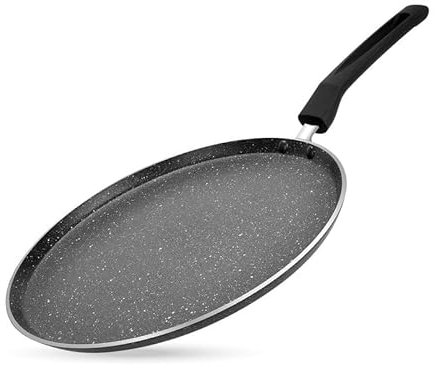 STL Non-Stick Crepe and Pancake Frying Pan 31cm/2.6, Flat Aluminum Skillet for Omelets, Chapati, Roti and Tawa, Induction Compatible, PFOA-Free, Cool Touch Handle with Stable Base