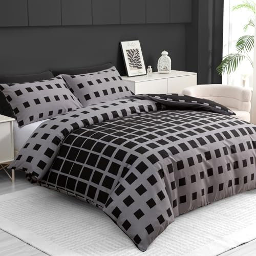 Grace Double Duvet Set - Premium Microfiber Double Duvet Cover (200 x 200 cm) 3 PCs - Ultrasoft Hypoallergenic Reversible Quilt Cover Bedding Set With Zipper Closure