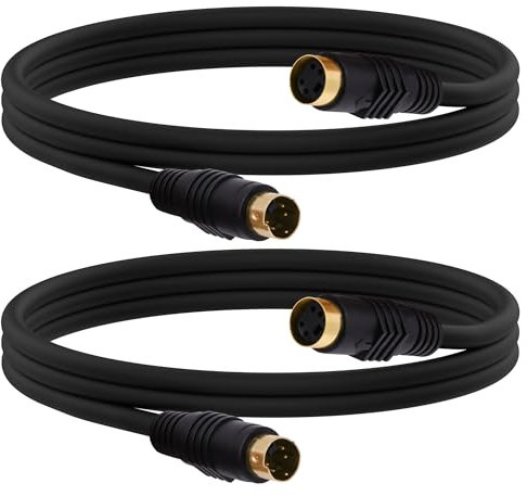 YARCHONN S-Video Cable 4 Pin Mini Din SVideo Male to Female Extension Cable,SVHS Lead Cord Male Connector for HDTV VCR DVD Projector Camera Camcorders -1.8M-2Pcs(Female)