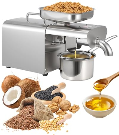 Electric Oil Press - 750w Stainless Steel Oil Press, 32–572°F Adjustable Temperature, Supports Hot/Cold Pressing Of Coconut Oil, Sesame Oil, Flaxseed Oil, Walnut Oil, Perfect For Kitchen Oil Making