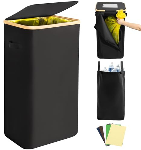 Julrrimg Gelber Sack Ständer & Mülleimer 100L – Müllsackständer mit wiederverwendbarem Innensack, vollständig verschließbar, mit rückseitigem Zugang zum Müllsack