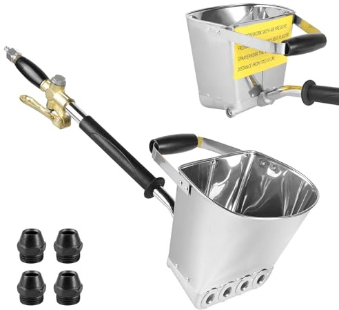 SUPAWAY Pistolet pulvérisateur de Ciment en Alliage d'aluminium Lot de 4 Embouts de pulvérisation Réservoir de 3,5 L pour revêtements muraux sur plâtre, béton, Ciment, mortier de calcaire