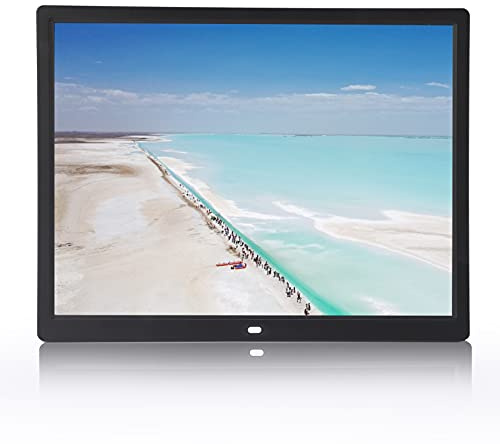 Yanmis Cornice Digitale da 15 Pollici, Schermo LED con Risoluzione 1024x768 e Rapporto di Visualizzazione 4:3, Supporto per Scheda di Memoria da 16 GB, MP3 MP4 AVI RMVB, Orologio, (Spina europea)
