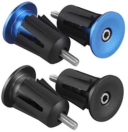 Chudian 4 Stücke Fahrrad Lenkerstopfen Lenkerendkappen Aluminium Legierung Blau Schwarz Fahrradgriff Stecker für Mountainbike MTB, Rennrad Fahrrad Zubehör