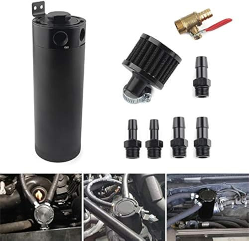 750ml Baffled Oil Catch Can Reservoir Tank Universal Breather Filter With Drain Valve 2 Port Aluminum