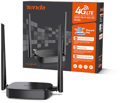Tenda Router 4G SIM 4G03 Pro - Mobile WiFi Router 3G/4G Wireless Band 2.4 GHz 300Mpbs, LTE Cat4 150Mpbs, Fast Ethernet LAN/WAN Port, 2 * 4dBi External Antenna, NANO SIM Card, Plug and Play