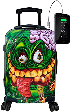 TOKYOTO Kabinentrolley Kinderkoffer Handgepäck Flugzeug für Mädchen Jungen Fans von Monstern Zombies Cartoons Kabinenkoffer 55x35x20 cm 55x40x20 TSA-Schloss und USB-Anschluss Snot Monster