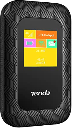 Tenda 4G Mobile Hotspot - 4G LTE Cat4 150Mbps MiFi Device, Router with USB Charging & 2100mAh Battery, No Setup Required (4G185), Black