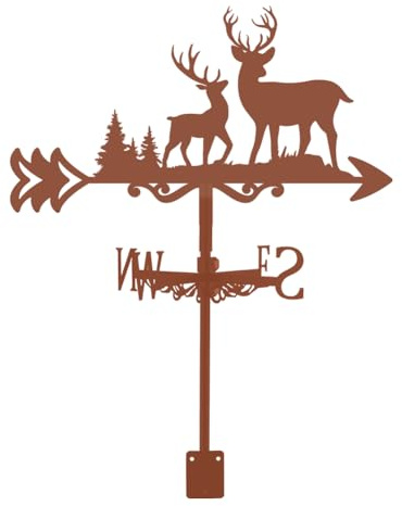 SUPERDANT Deer Weathervane Deer Wildlife Animal Weather Vanes Roof Mount Wind Vane Forest Roof Garden Direction Sign Weathercock Outdoor Farmhouse Decoration Metal Yard Decor