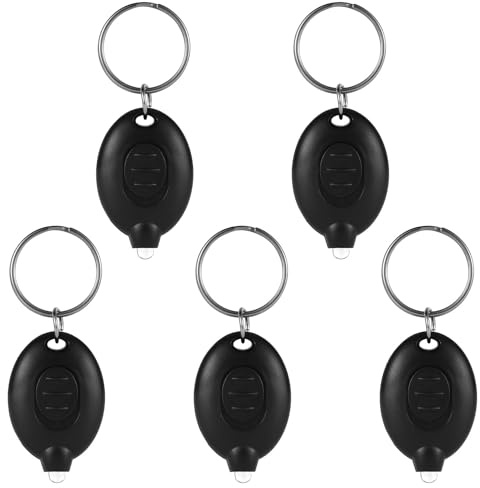 NQEUEPN 5pcs LED Keychain Flashlight, Portable Ultra Bright Battery Powered Mini Key Ring Torch 12 Lumens Keyring Light for Emergency Lighting Camping Hiking(Batteries Included)