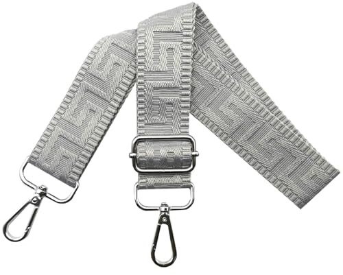 Schultergurt für Tasche Taschengurte zum Wechseln, Verstellbar Taschengurt Breit 3.8cm mit Silber Karabiner - Taschenband Schulterriemen Tragegurt für Handtaschen Damen, Rein grau, K17