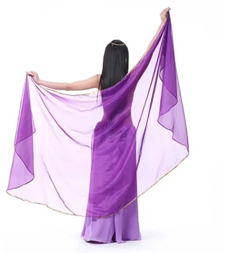 LPHFDCS Magdans slöja 1 st kvinna mage dans chiffong slöja dans kostym chiffong sjal slöja 250 x 120 cm magdans silkeshalsduk (mörklila)