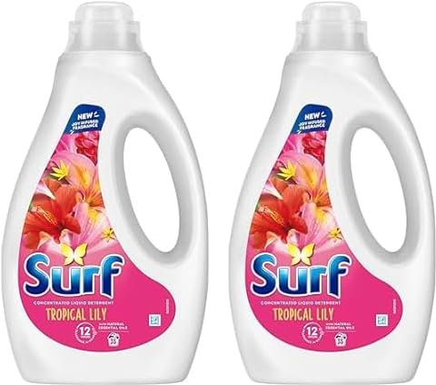 Surf Tropical Lily Laundry Washing with a joy-infused fragrance & natural essential oils lasting up to 12 hours in wear Liquid Detergent for brilliantly clean results 35 washes (Pack of 2)