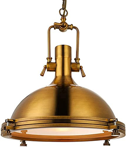 Lámpara colgante Lámpara colgante de estilo náutico industrial Lámpara colgante simple - lámpara colgante de 12,6 pulgadas de ancho con lámpara de accesorio montada en difusor esmaltada en araña