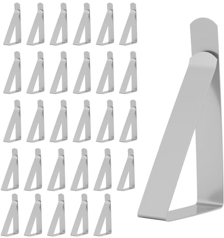 EceoThsy Set De 30 Pinzas para Mantel De Acero Inoxidable, para Uso Interior Y Exterior, Picnics, Fiestas, Bodas, Cenas Y Escuelas, Clips Resistentes Y Versátiles Pinzas Sujeta Manteles