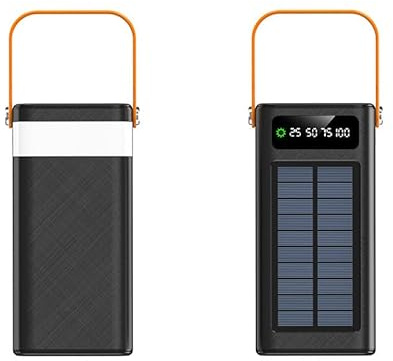 ZhenBaoTian Portable Power Bank 100000 mAh 120W PD 20W Powerbank battery pack Charger Large Capacity 5 Outputs 2 Inputs Solar energy with double Fast Charging cables for iPhoneiPad Camping (Black)
