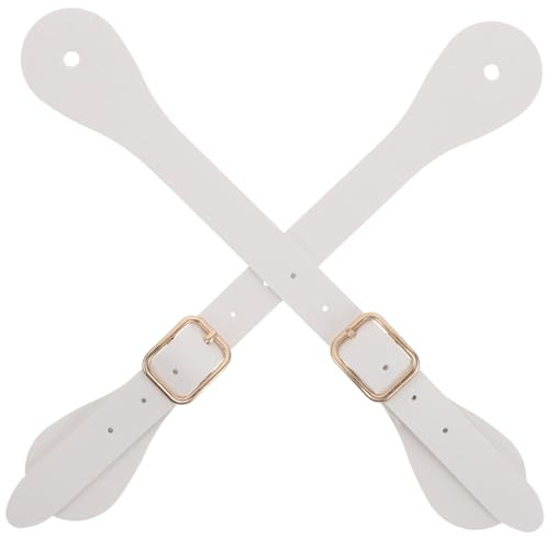BELLIFFY Cinghie per Speroni Regolabili in Pelle Sintetica Bianca, Set da 1 Paio, Cinghie di Fissaggio Western per Stivali da Equitazione Uomo e Donna, Accessori per Sport Equestri