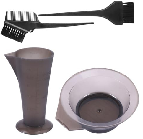 NOLITOY Kit de Tinte Cabello 4 Piezas Pincel, Cuenco para Mezclar y Taza Medidora, Herramientas Profesionales de Plástico Duradero para Uso Doméstico y Salón, Colores Color Aleatorio