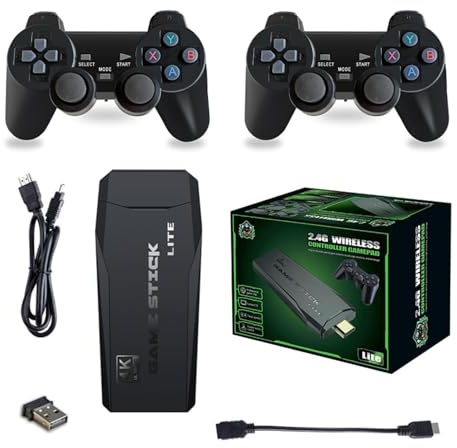 Retro spelpinne med över 30 000 inbyggda retrospel, en HD TV-spelbox för hemmet, utrustad med 2 trådlösa spelkontroller, HDMI plug-and-play TV-spelpinne, bärbar minispelkonsol.