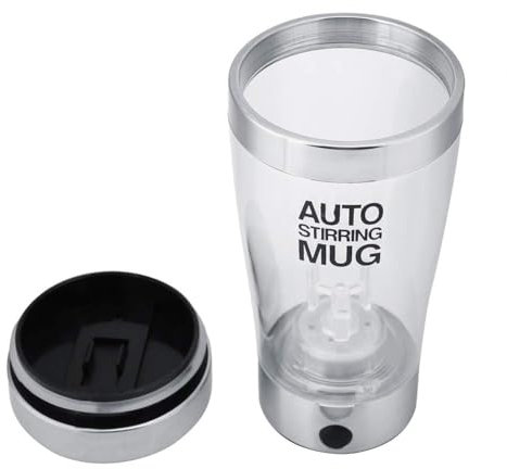 Cyrank Shaker Elektrisch, 400ml Elektrischer Rührbecher, Shaker Proteinshake, Protein Shaker mit Edelstahl Automatischer Selbstmischbecher für Männer Frauen Kinder, Selbstrührender Kaffeebecher