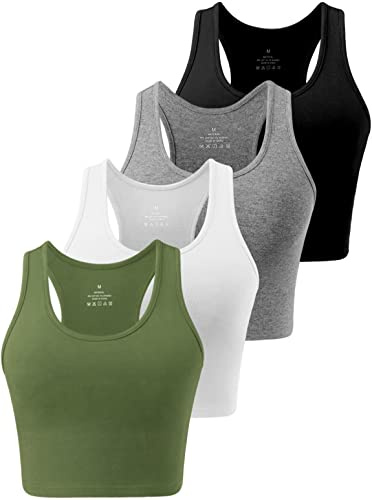 Star Vibe 4 Pack Gym Vests for Women Cotton Crop Tops for Women Yoga top Ladies Vest Sports top