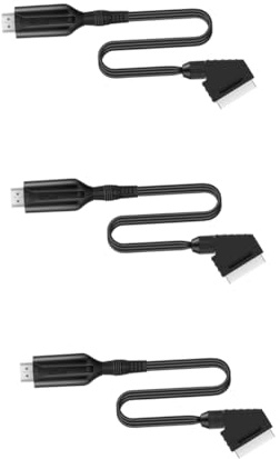 Housoutil 3 Piezas cable adaptador euroconector Convertidor SCART a video Cable SCART para un vídeo escalador de vídeo de 1080p convertidor de audio y video euroconector a adaptador de video