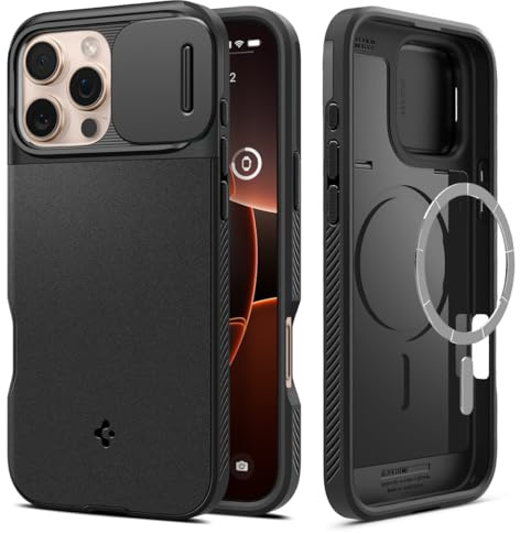 Spigen Optik Armor MagFit Case for iPhone 16 Pro Max, Compatible with MagSafe Accessories - Black