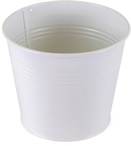 Vaso da fiori piccolo in metallo bianco 14 cm x 13 cm – Vaso per orchidee, vaso per piante, vaso per erbe, vaso per bonsai e accessori per piante – Vaso per fiori per il balcone e il davanzale della