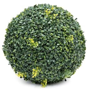 CapitanCasa Bola de boj artificial redonda bola hierba perenne decoración exterior interior diámetro 38 cm verde