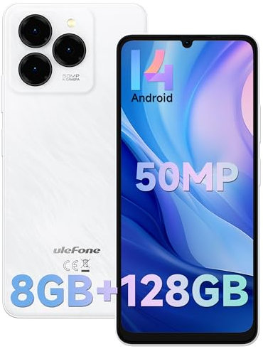 Ulefone Note 20 Pro Handy Ohne Vertrag Android 14, 8GB RAM+128GB ROM/SD-1TB, 50MP+8MP Kamera Octa Core 6.75 HD+ Widevine L1, 6000mAh Akku, Dual SIM 4G Smartphone GPS/OTG/Face ID/Fingerprint Weiß