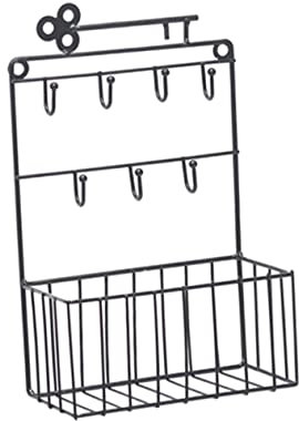 QUMIIRITY Wandregal Schwarz Wandregal Mit Haken Multifunktionales Lagerregal Aus Schmiedeeisen Für Schlafzimmer Und Wohnzimmer Kreatives Für Aufbewahrung Von Kleinigkeiten Büchern Gläsern
