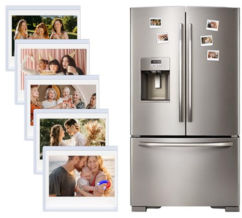 HIYQIN 5 Pezzi Cornici Magnetiche per Foto Instax Wide, per Polaroid Now/600/OneStep+ Espositore da Frigorifero 3,5x4,25 Adatto per Custodie Fotografiche Fujifilm Wide 400/300/EVO - Bianco