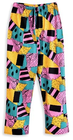 The Nightmare Before Christmas Pantalones para Hombres | Adultos Pantalones de Pierna Ancha Multicolor con Estampado Patchwork de Sally | Estampado Gráfico de la Película Ropa Regalo de Merchandising