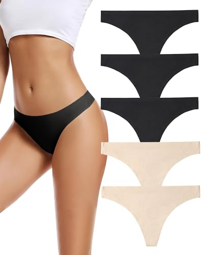 Voenxe Stringtrosor Dam, String Trosor UnderkläDer Flerpack,Seamless Thong | 5 Pack Women Underwear Brazilian Stringtrosa,SöMlöSa Tanga Damtrosor,Invisible Trosa, Soft Osynliga Sport Trosor Multipack