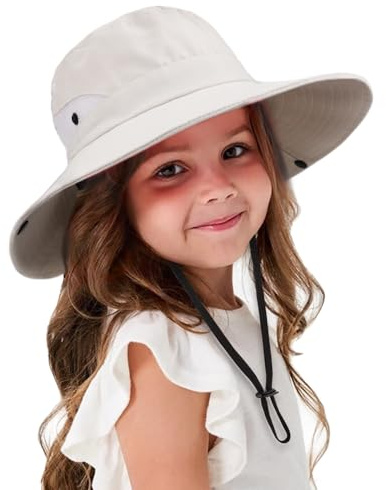 DRESHOW Sombrero de Sol para Bebé Aire Libre de Protección UV Plegable de Malla ala Ancha Cola Caballo Gorra Playa con Correa para la Barbilla para Niña 3-8 Años