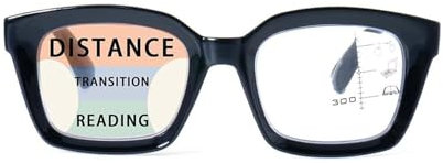 Hubeye Progressive Multifocus Reading Glasses for Women Men Oprah Style Blue Light Blocking Computer Readers 3.50