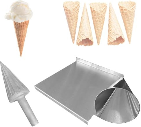 AXGCAA Ice Cream Waffle Cone Roller, Stainless Steel Waffle Cone Shaper Tool with Cast Aluminum Body, Nonstick Roll Maker Mould, Clear Texture and Reusable, for Restaurant, Home Kitchen, Bakeries