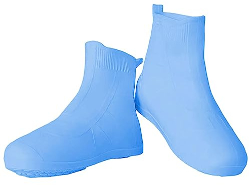 Milageto Cubiertas Impermeables de Zapatos Cubiertas de Lluvia Antideslizantes Cubiertas Reutilizables de Botas Material TPE Adecuadas para Viajes Ciclismo, azul L