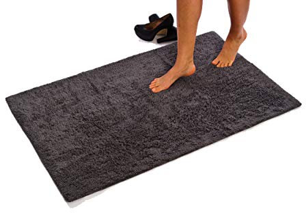 Casalanas - Ellis| weicher, rutschhemmender Badteppich, 100% Natur-Baumwolle, 120x70 cm, grau