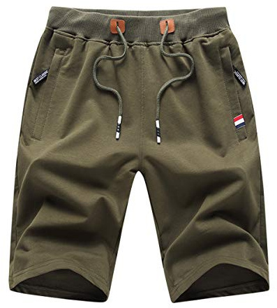 Tansozer Herr Shorts Korta Byxor Herr Sportshorts Herr Träningsshorts Löparshorts för män Bermuda Sommar Atletiska Fitnessshorts Herr Sportiga Gymshorts med Blixtlåsfickor Grönt 2XL