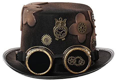 GRACEART Unisex Steampunk Hut Steampunk Zylinder Hut für Männer oder Frauen (DE/NL/SE/PL, Alphanumerisch, M, Style-22)