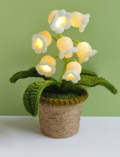 Forvermand Lily of The Valley Lamp, Crochet Artificial Flower with 7 Little Night Lights, Cute Gifts for Women Wife Girlfriend Birthday Christmas Valentine Mother's Day -Medium