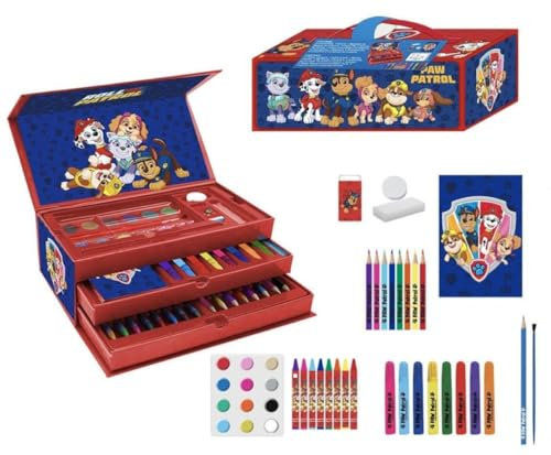 Paw Patrol Malkoffer - Enthält Marker Stifte, Wasserfarben und Buntstifte - Malkasten mit Malheft - Original Produkt in Spanien Designed